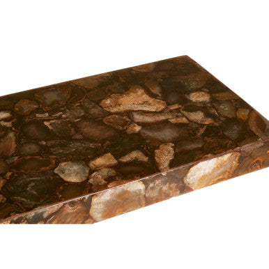 Natural Agate Console Table in Gold Warm Brass Tone Finish, Relic