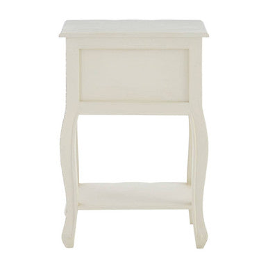 White Wooden 2-Drawer Bedside Table with Brass Finished Handles, Loire