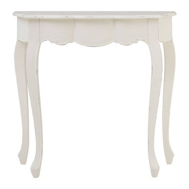 White Bayur Wood Console Table with Rustic Weathered Detail, Loire