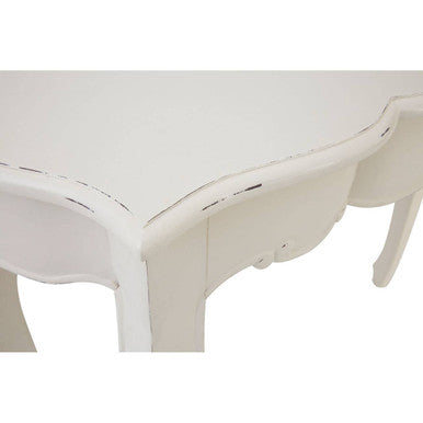 White Bayur Wood Console Table with Rustic Weathered Detail, Loire