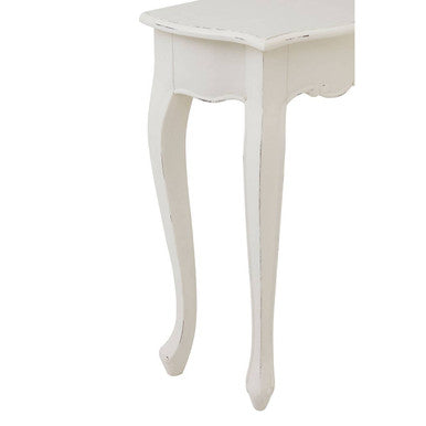 White Bayur Wood Console Table with Rustic Weathered Detail, Loire