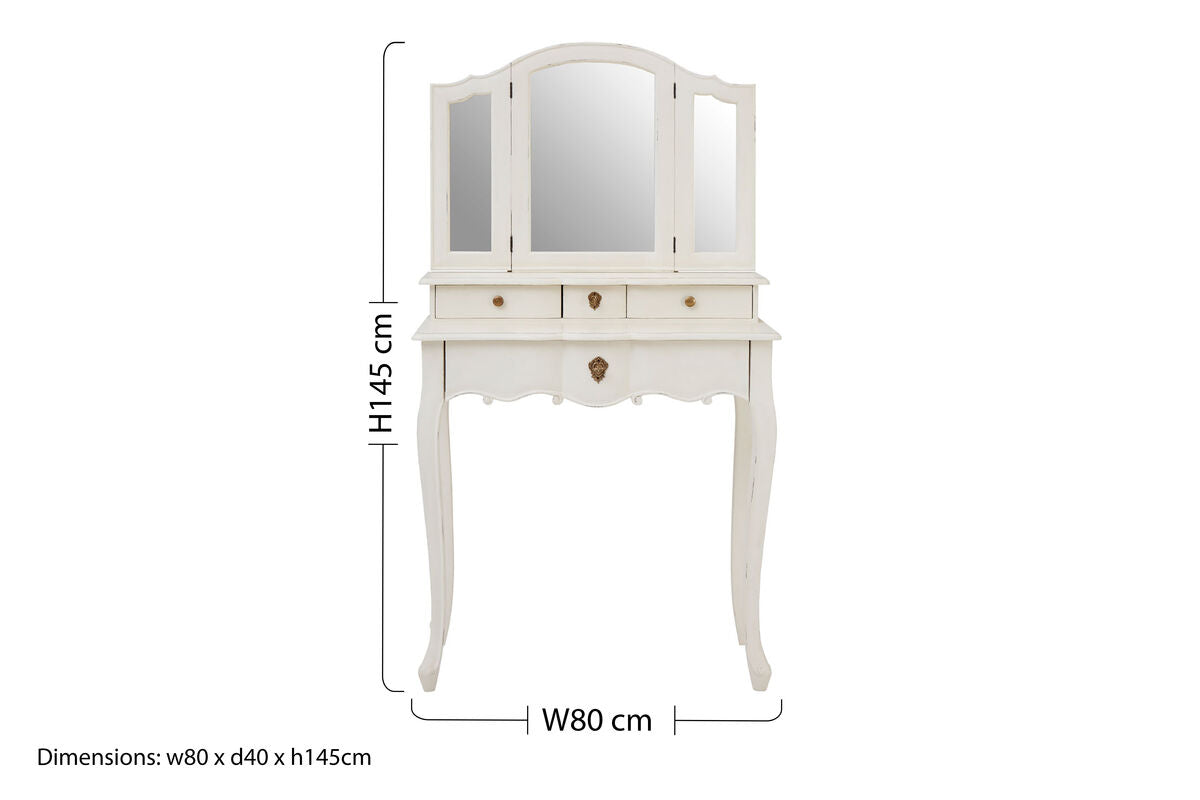 White Dressing Table with Adjustable Mirror, Loire