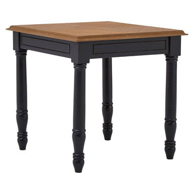 Black Side Table with Textured Bayur Wood and Carved Detail, Loire