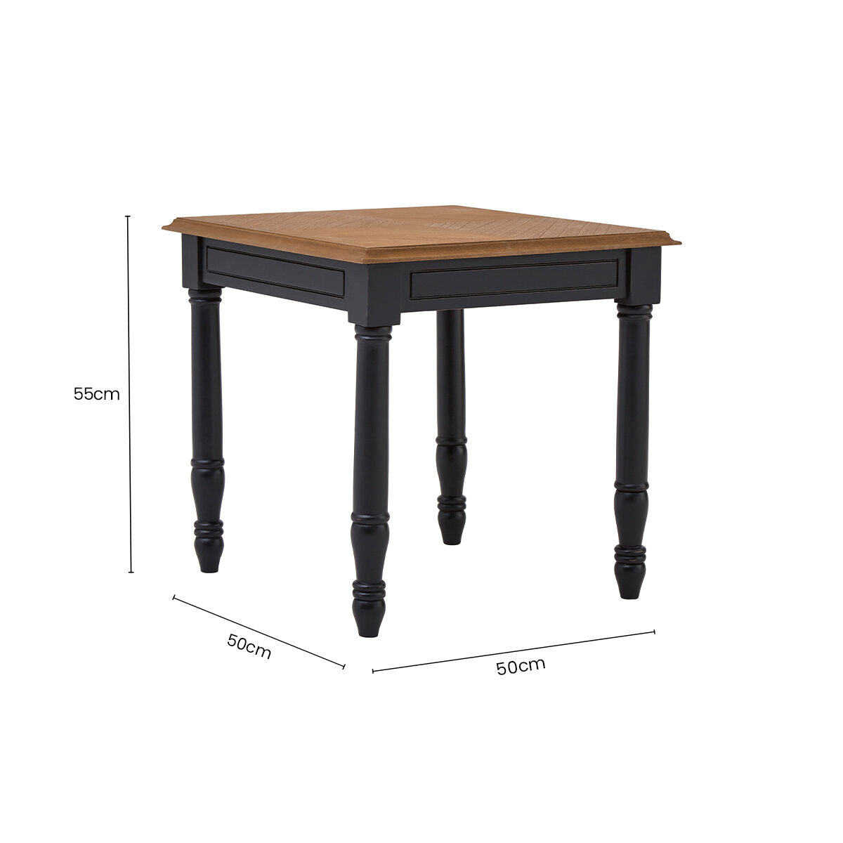 Black Side Table with Textured Bayur Wood and Carved Detail, Loire