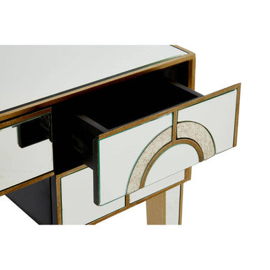 Mirrored Glass Console Table with Five Drawers and Crystal Style Knobs, Knightsbridge