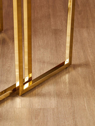 Set of 2 Glossy Black Tops Wooden Nesting Tables with Gold Finish Iron Base, Kensington Townhouse