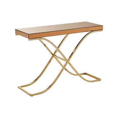 Brown Glass Top Console Table with Gold Iron Frame, Kensington Townhouse