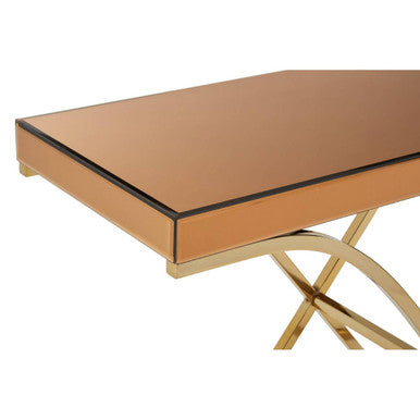 Brown Glass Top Console Table with Gold Iron Frame, Kensington Townhouse