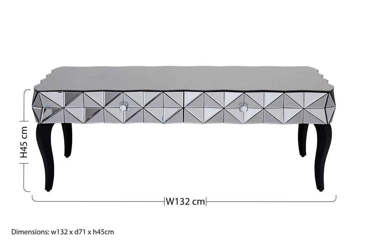 Silve Rectangular Coffee Table with Smoked Glass Detail, Soho