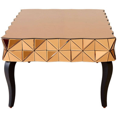 Geometric Coffee Table with 3D Glass Detail with Black and Copper Finish, Soho
