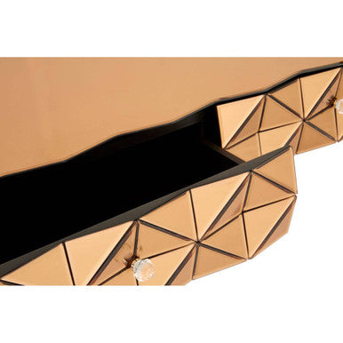 Geometric Coffee Table with 3D Glass Detail with Black and Copper Finish, Soho