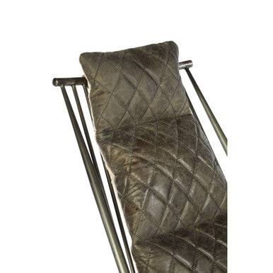 Hoxton Grey Quilted Leather Cocktail Chair with Ash Wood Armrests