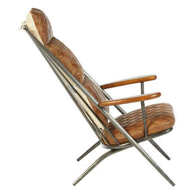 Hoxton Light Brown Quilted Leather Cocktail Chair with Ash Wood Armrests
