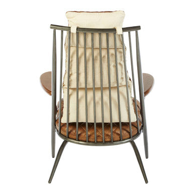 Hoxton Light Brown Quilted Leather Cocktail Chair with Ash Wood Armrests