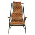 Hoxton Light Brown Quilted Leather Cocktail Chair with Ash Wood Armrests