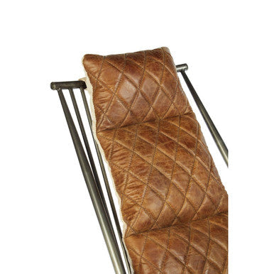 Hoxton Light Brown Quilted Leather Cocktail Chair with Ash Wood Armrests