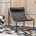 Hoxton Brown Leather Sling Chair with Iron Sledge Base