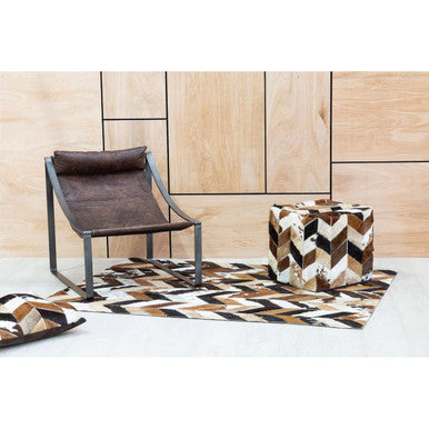 Hoxton Brown Leather Sling Chair with Iron Sledge Base