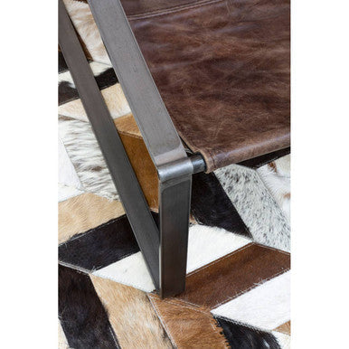 Hoxton Brown Leather Sling Chair with Iron Sledge Base