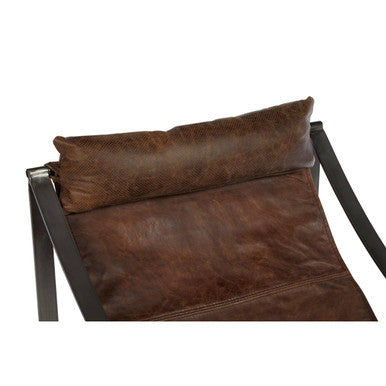 Hoxton Brown Leather Sling Chair with Iron Sledge Base