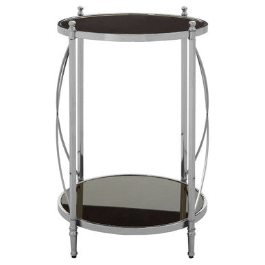 Black Mirrored Glass Two Tier Round Side Table, Hoffmann