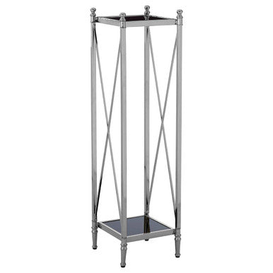 Hoffmann Black Mirrored Glass and Nickel Finish Plant Stand