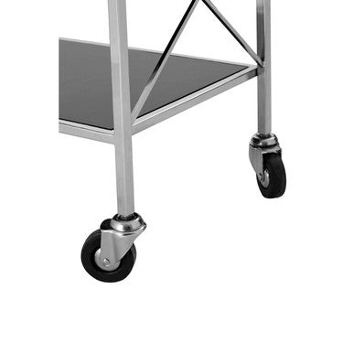 Black Mirrored Glass 3 Tier Trolley with Silver Finish, Hoffmann