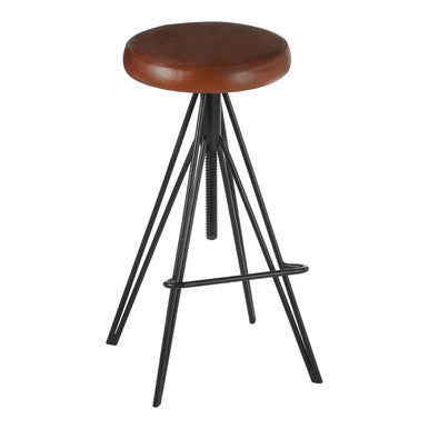 Nandri Brown Genuine Leather Stool with Smooth Finish