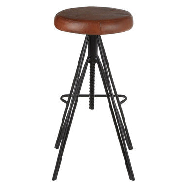 Nandri Brown Genuine Leather Stool with Smooth Finish
