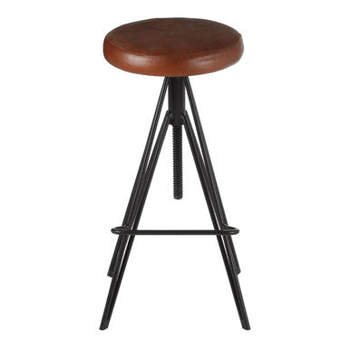 Nandri Brown Genuine Leather Stool with Smooth Finish