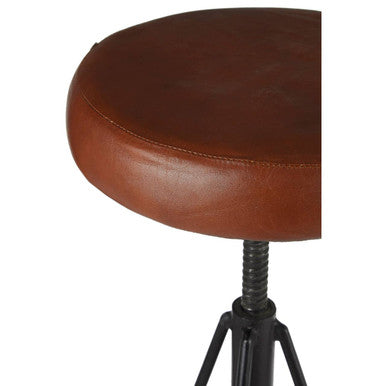 Nandri Brown Genuine Leather Stool with Smooth Finish