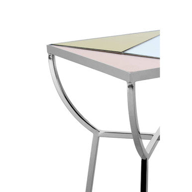 Square Side Table with Pastel Top and Silver Frame, Arbus