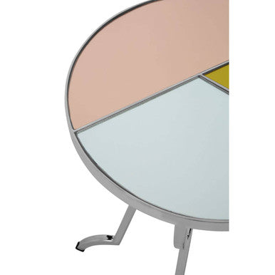 Round Side Table with Pastel Top and Silver Frame, Arbus