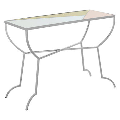 Console Table with Pastel Top and Silver Frame, Arbus