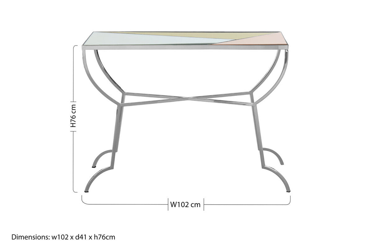 Console Table with Pastel Top and Silver Frame, Arbus