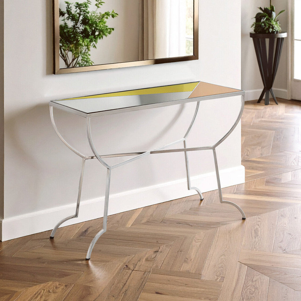 Console Table with Pastel Top and Silver Frame, Arbus