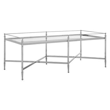 Mirrored Glass Coffee Table with Silver Cross Frame, Zach