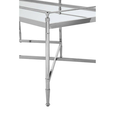 Mirrored Glass Coffee Table with Silver Cross Frame, Zach