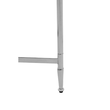 Round Mirrored Glass Side Table with Silver Cross Frame, Zach
