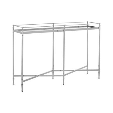 Mirrored Glass Console Table with Silver Cross Frame, Zach