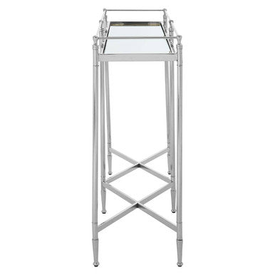 Mirrored Glass Console Table with Silver Cross Frame, Zach