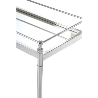 Mirrored Glass Console Table with Silver Cross Frame, Zach