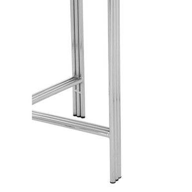 White Marble Top Side Table with Gold Detail and Silver Finish Frame, Eva