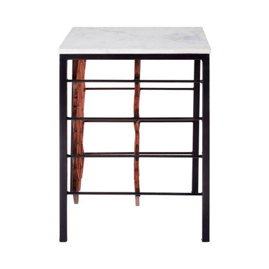 White Marble And Iron Wine Rack Table, Templar