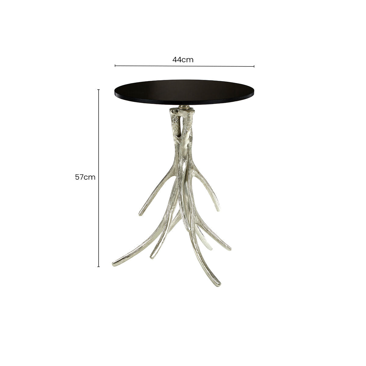 Antler Black Marble Side Table with Nickel Antler Base