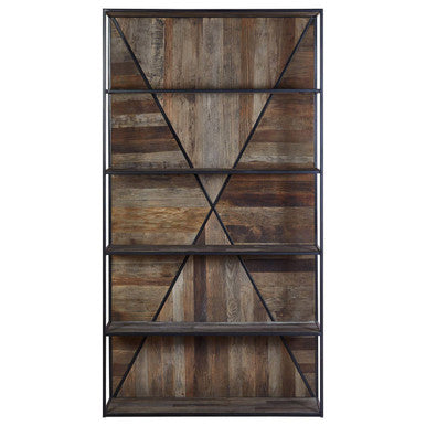 Midas 5 Tier Recycled Elm Wood Shelf Unit