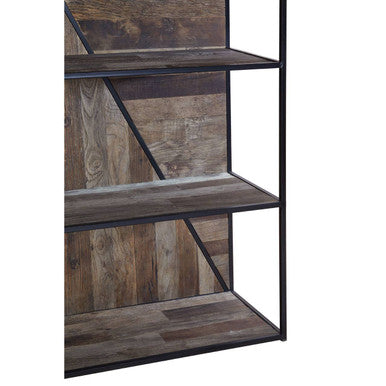Midas 5 Tier Recycled Elm Wood Shelf Unit