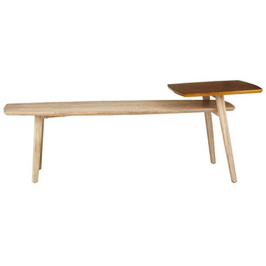 Gold and Natural Two Tone Coffee Table with Solid Elm Wood, Kyra