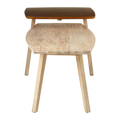 Gold and Natural Two Tone Coffee Table with Solid Elm Wood, Kyra