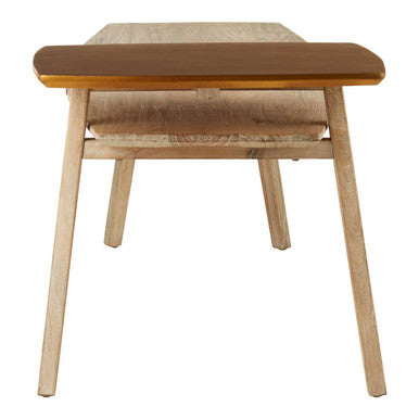 Gold and Natural Two Tone Coffee Table with Solid Elm Wood, Kyra